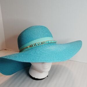 Blue Turquoise Faux Turquoise Beads Sun Hat
